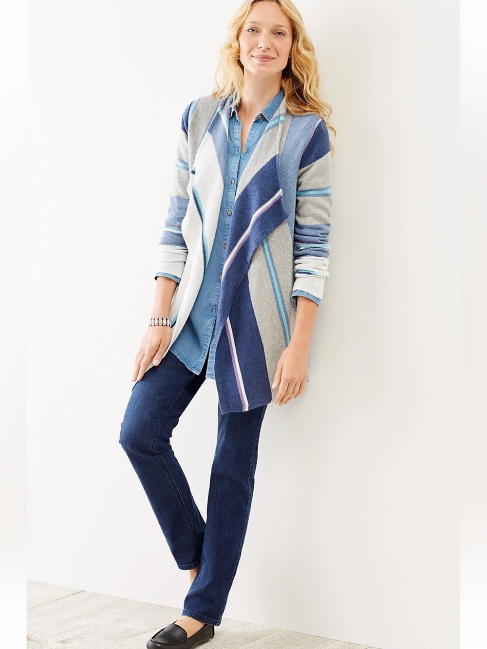 J Jill  southwestern open-front A-line cardigan Size XS